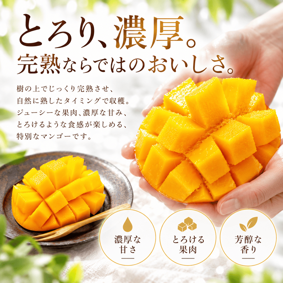 【11月中旬〜1月上旬完熟採れたて発送】北海道十勝産 マンゴー 白銀の太陽 - 旬果365